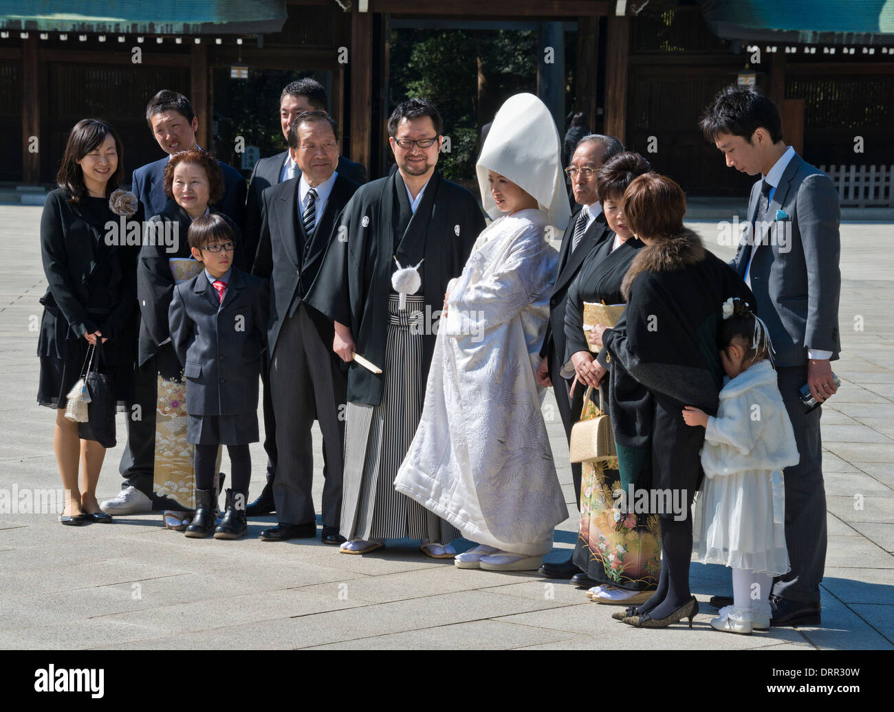 Shinto Hochzeit Gruppe, Tokyo, Japan Stockfoto