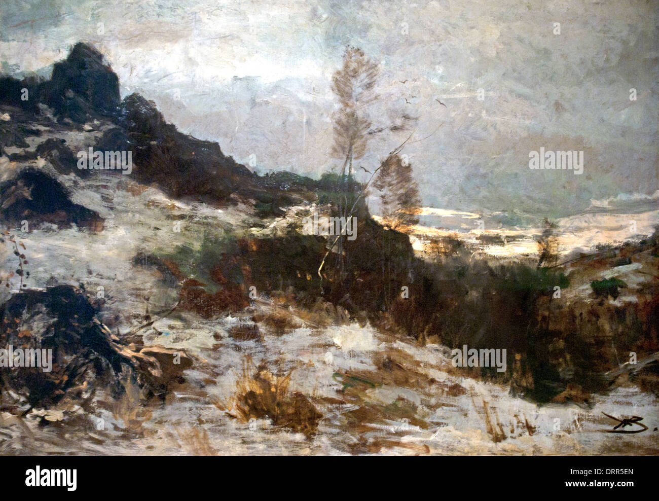 Abenddämmerung Winter (1871) Hippolyte Boulenger (1837-1874) flämischen Belgien Belgien Stockfoto