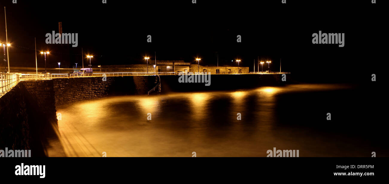 Langzeitbelichtung bei Aberystwyth Meer. Stockfoto