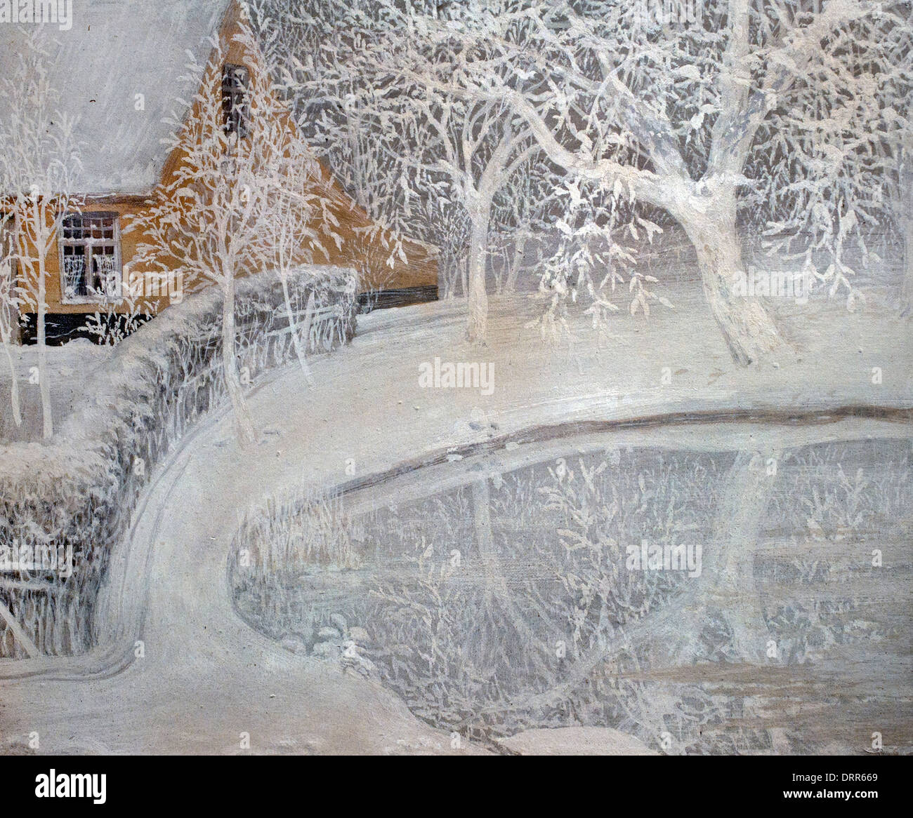 Garten unter Schnee 1916 Constant Montald 1862-1944 Belgien Belgien Stockfoto