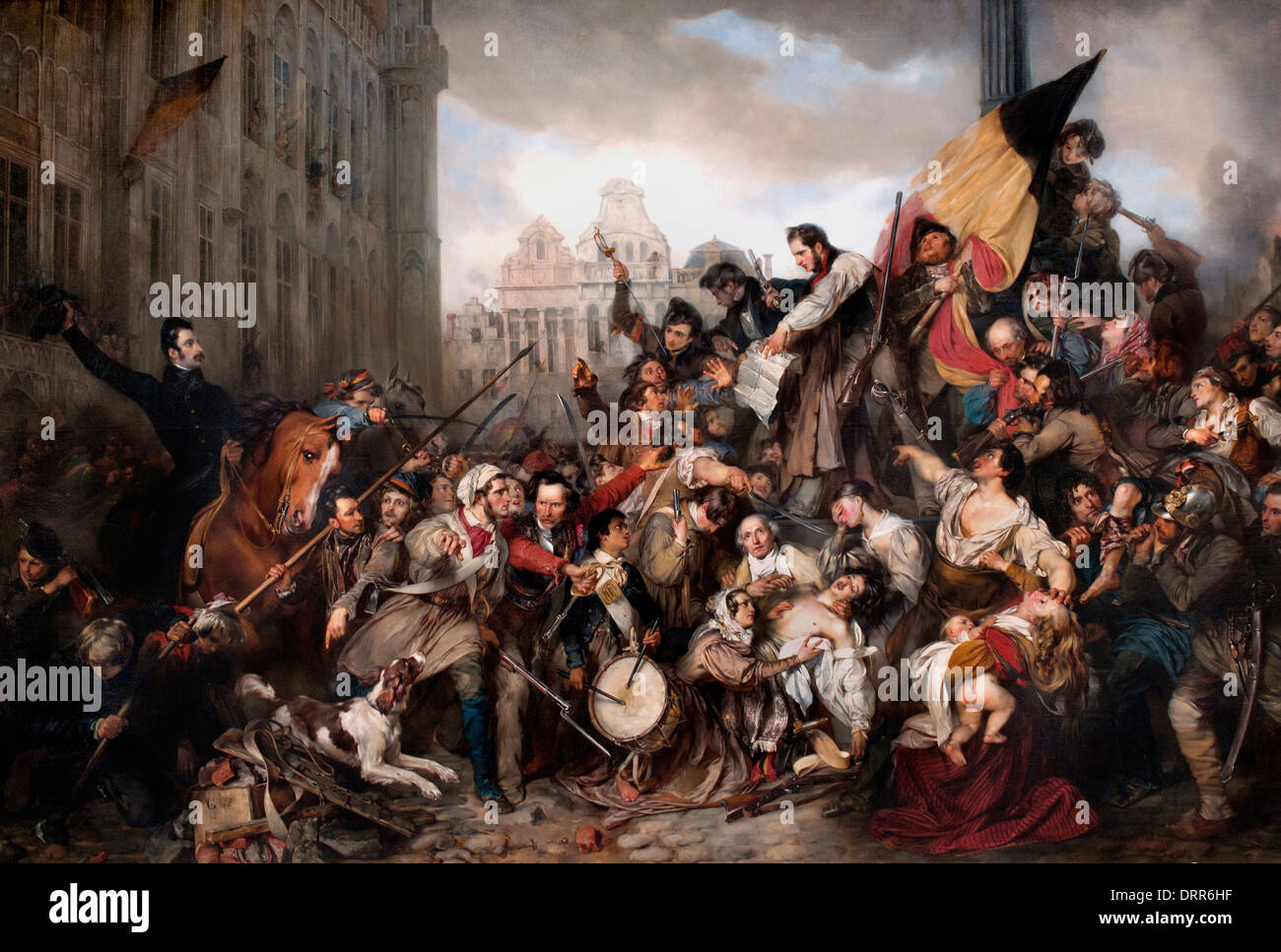 Folge der September Tagen 1830 Grand Place von Brüssel von Egide Charles Gustave, Baron Wappers 1803 1874 belgischen Maler Stockfoto