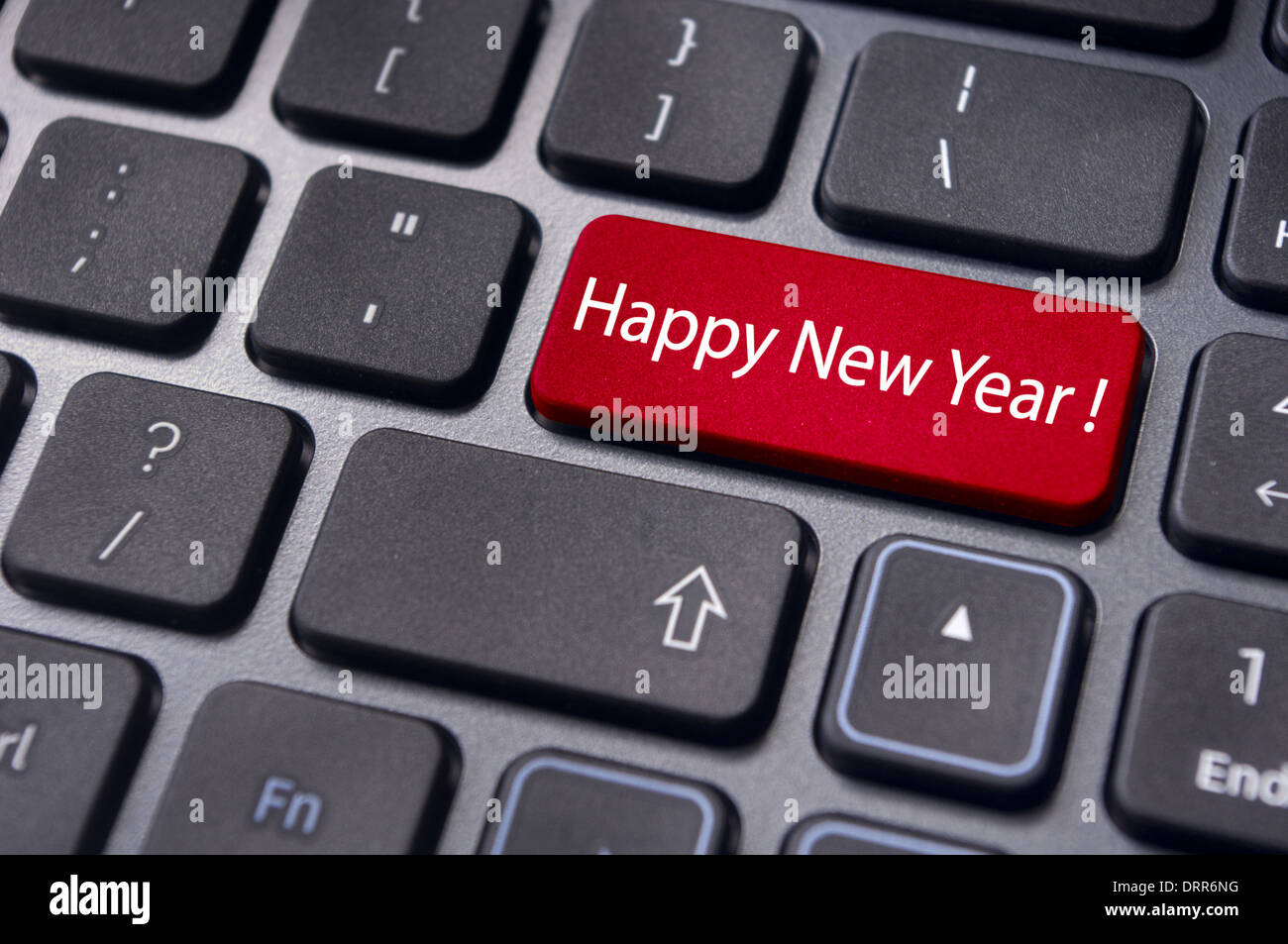 Happy New Year Message: Tastatur enter-Taste Stockfoto