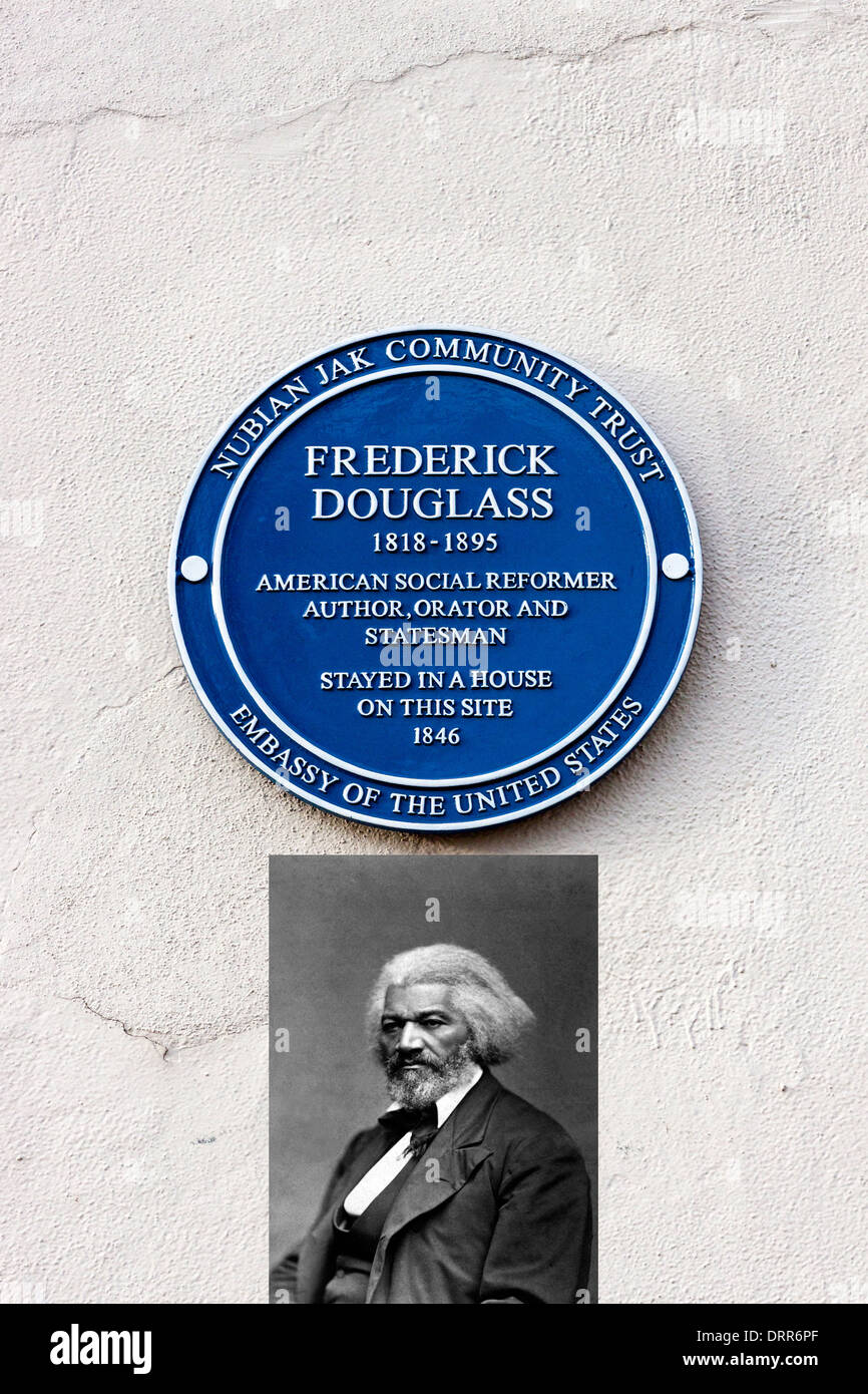 Frederick Douglass, blaue Plakette und Fotographie, London Stockfoto