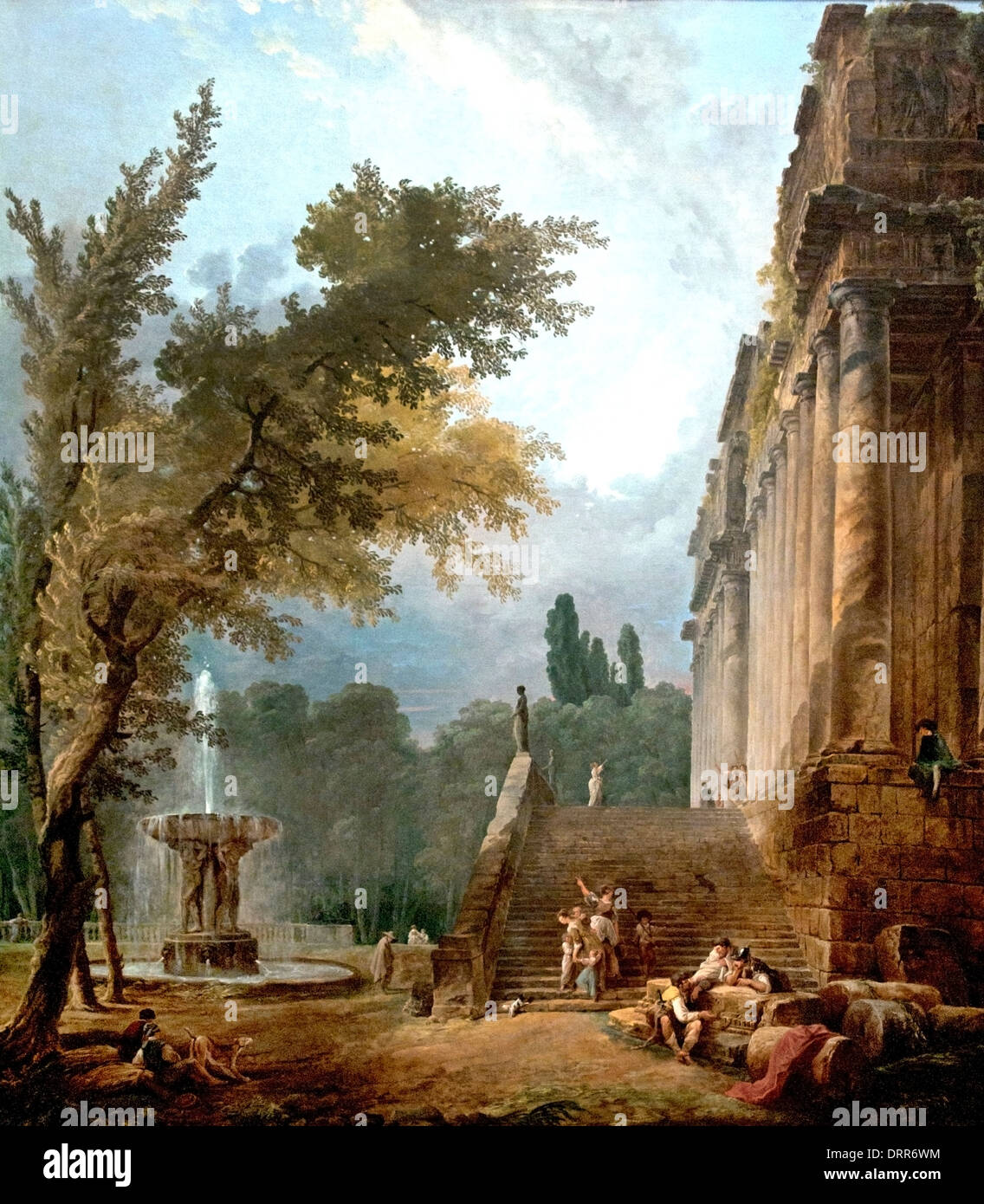 Brunnen und Kolonnade in einem Park im Jahre 1775 Hubert Robert 1733-1808 Frankreich Französisch Stockfoto