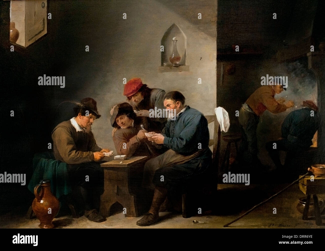Kartenspieler in ein Gasthaus 1644 David Teniers II 1610-1690 flämischen Belgien Belgien Stockfoto