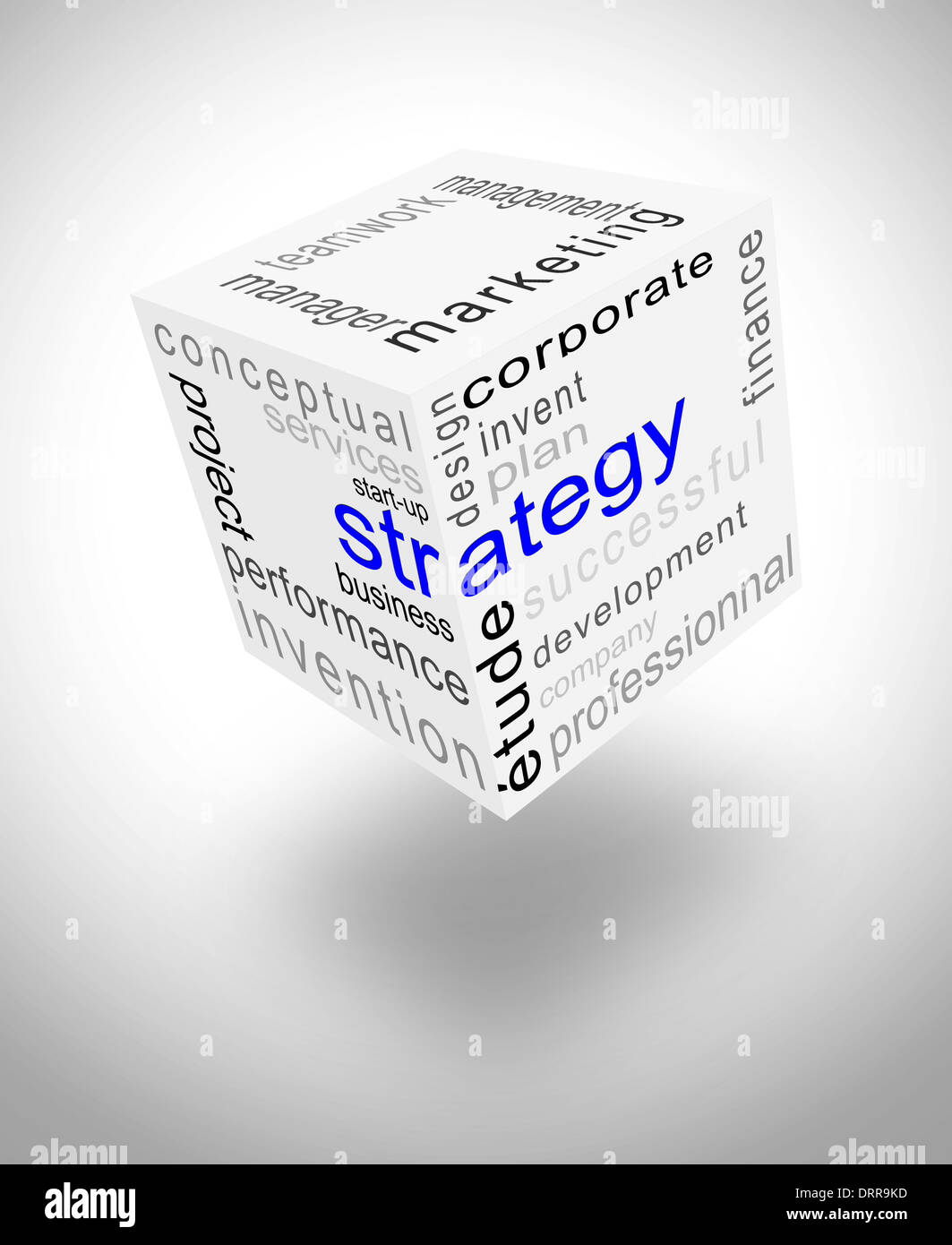 Strategie-Würfel mit einige relevante englische Wörter Stockfoto