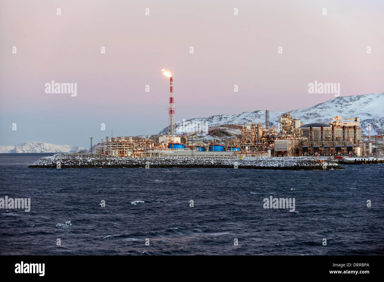 Verflüssigtes Erdgas-Anlage auf Melkøya Insel, in der Nähe von Hammerfest, Finnmark, Norwegen Stockfoto