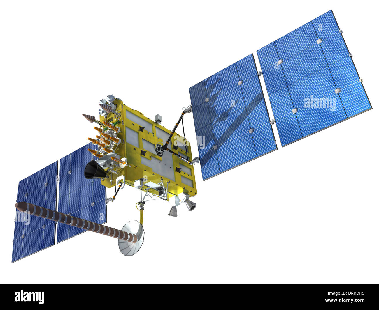 Moderne Navigation Satellite isoliert auf weiss Stockfoto