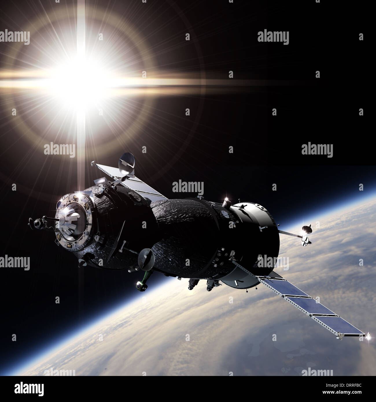 Raumschiff auf der Umlaufbahn Stockfoto