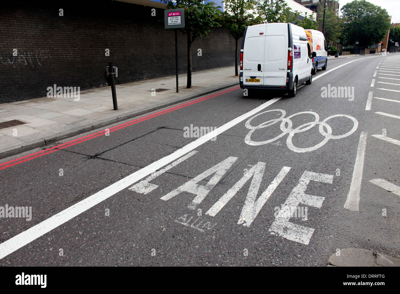 Leere Olympic Lane ist in Süd-London 18. Juli 2012 gesehen. Stockfoto