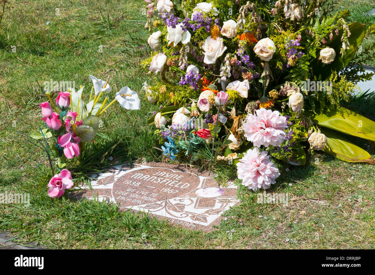 Jayne Mansfield Grab auf dem Hollywood Forever Cemetery Hollywood Los Angeles Kalifornien Stockfoto