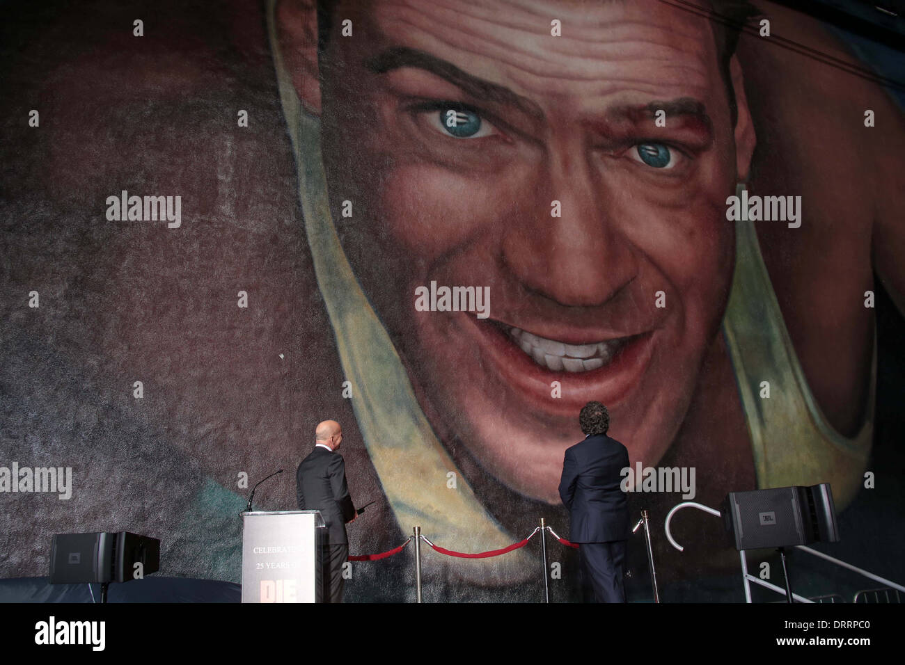 Bruce Willis 'A Good Day To Die Hard' Fototapete Enthüllung, Fox Studio Lot, Century City, ca 31.01.13 Stockfoto