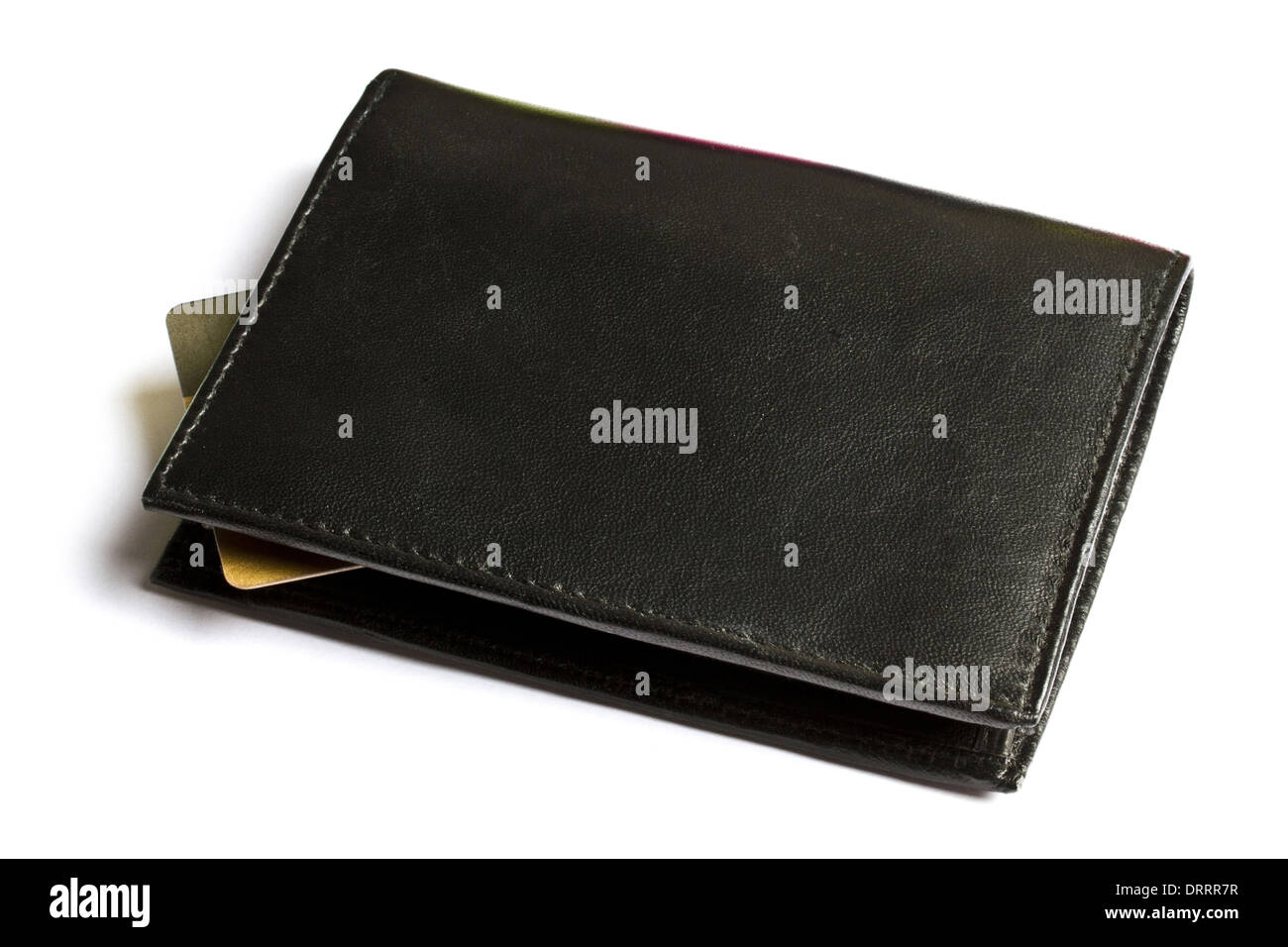 Schwarze Geldbörse mit Kreditkarte Stockfoto