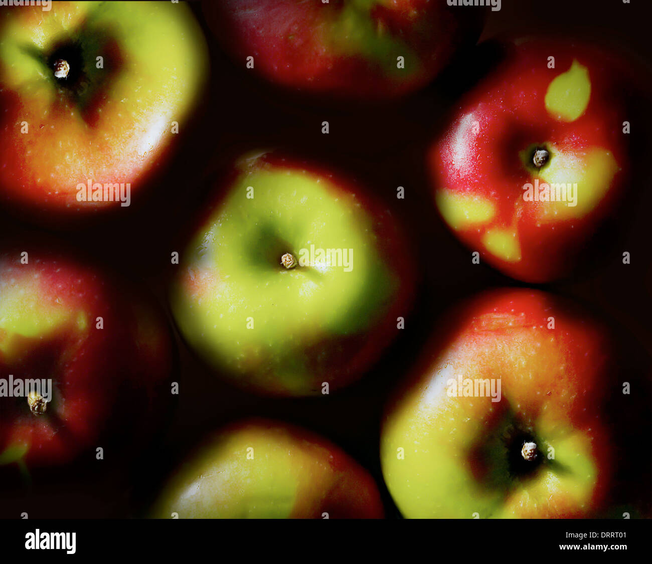 Rote Äpfel sehen von oben fotografiert Stockfoto