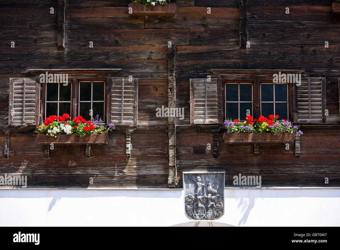 Rathaus, Haus Jeuch, Rathaus erbaut 1680 in Klosters, Graubünden, Schweiz Stockfoto