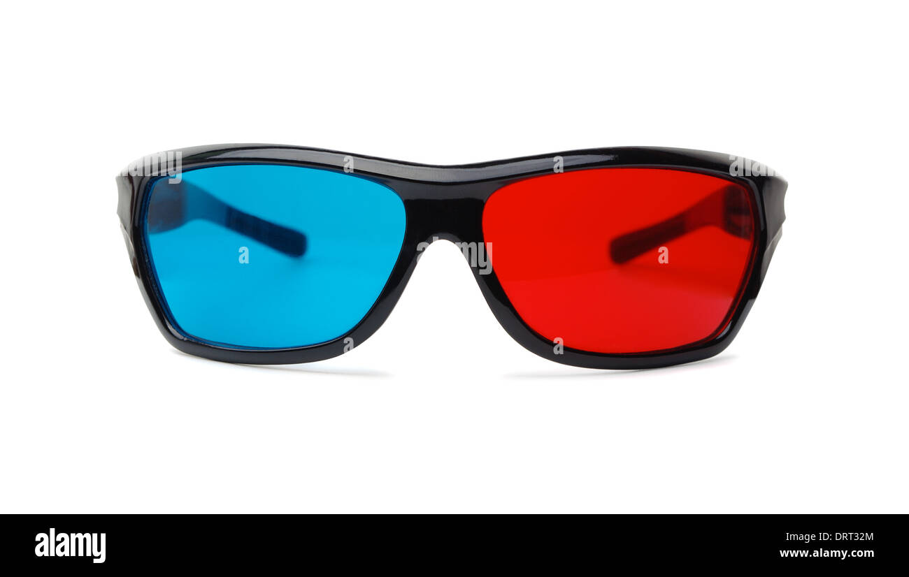 3D Brille auf weißem Hintergrund Stockfoto