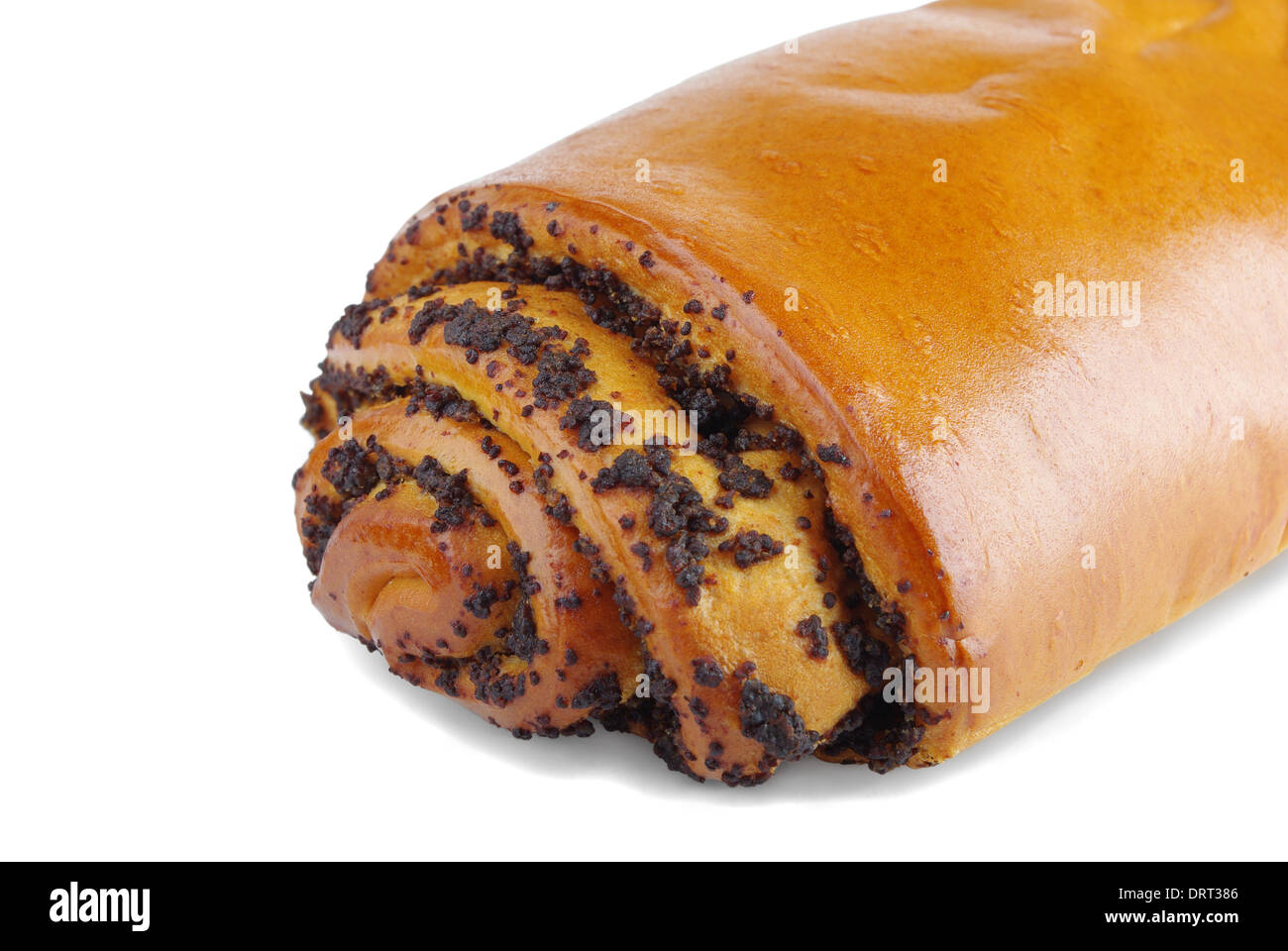 Brötchen mit Mohn auf weißem Hintergrund Stockfoto