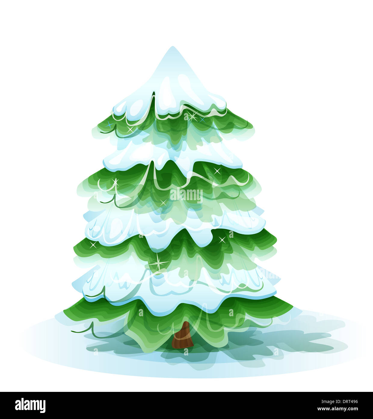 Weihnachtsbaum mit tiefem Schnee bedeckt Stockfoto