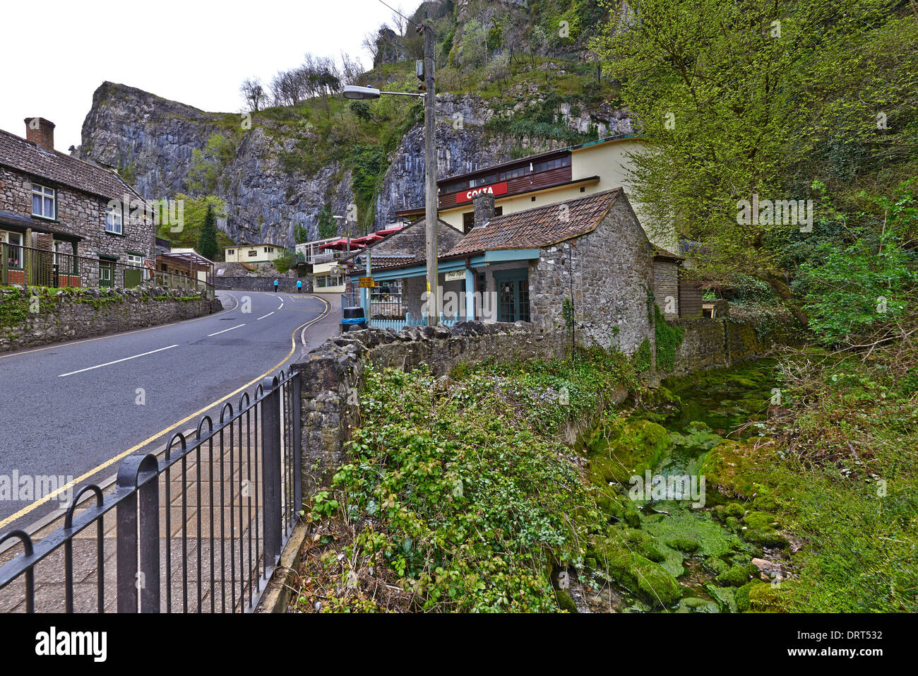 Cheddar Gorge ist ein Kalkstein-Schlucht in den Mendip Hills, in der Nähe des Dorfes Cheddar in Somerset Stockfoto