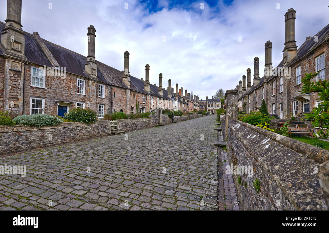 Vikare Close in Wells, Somerset, England, wird behauptet, die älteste rein Wohnstraße Stockfoto