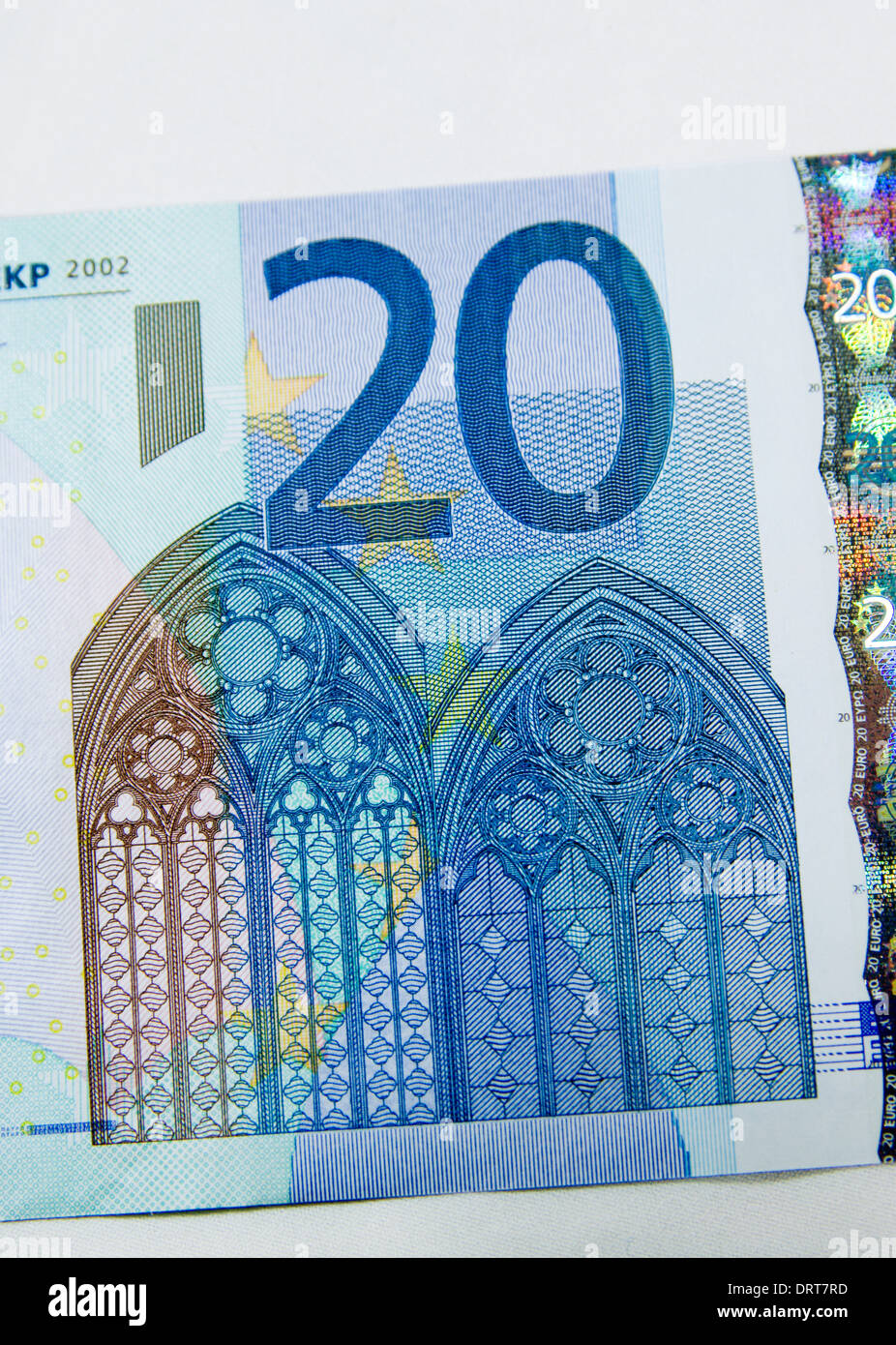 Details der 20-Euro-Schein hautnah. Stockfoto