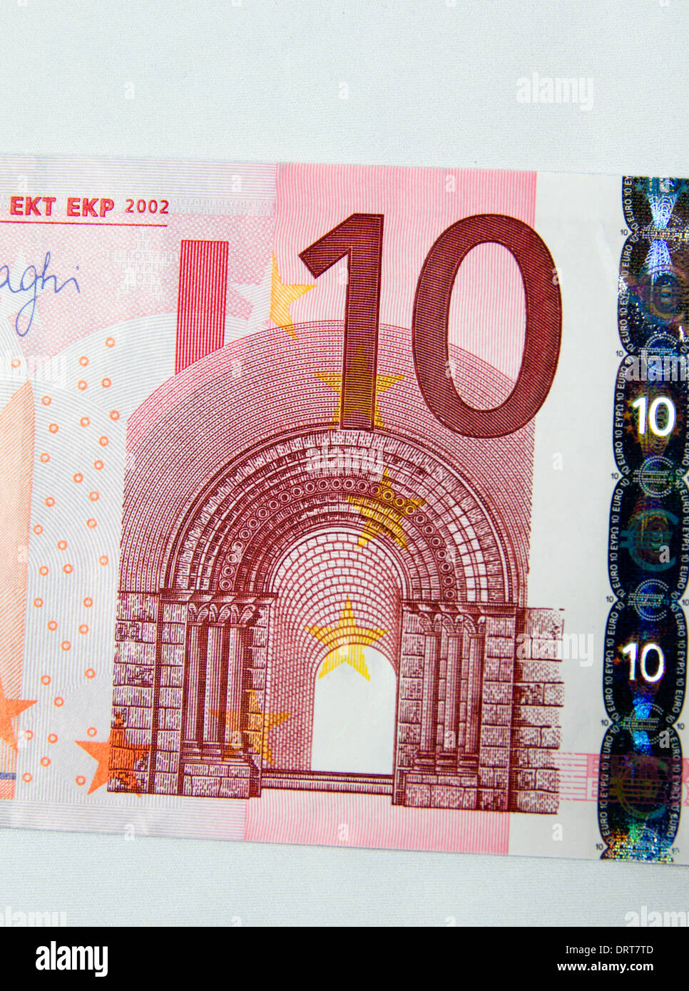 Details der 10-Euro-Schein hautnah. Stockfoto