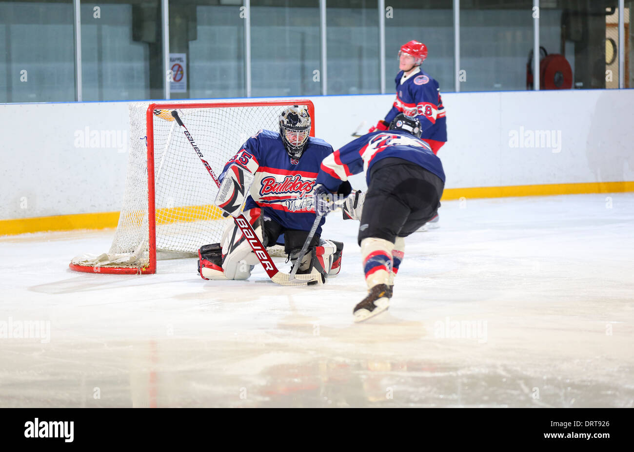 Eishockey match Mustang Vs Krähen, 26. Januar in Lüttich. Folge 14:3 Stockfoto