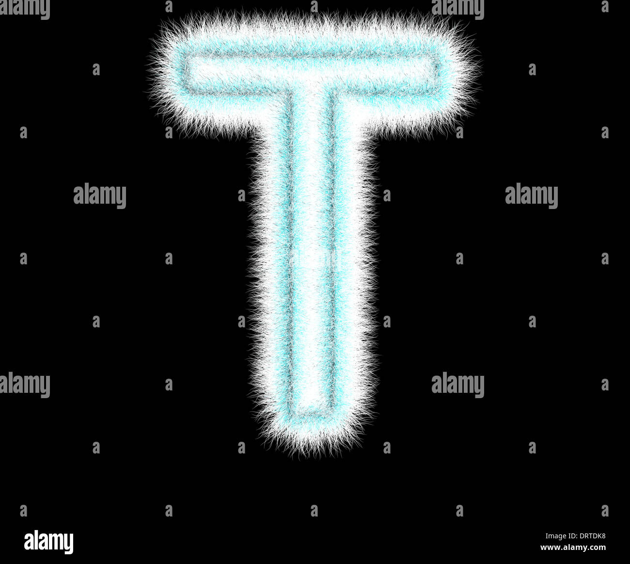 Symbol ' t ' aus Wolle auf einem schwarzen Hintergrund Stockfoto