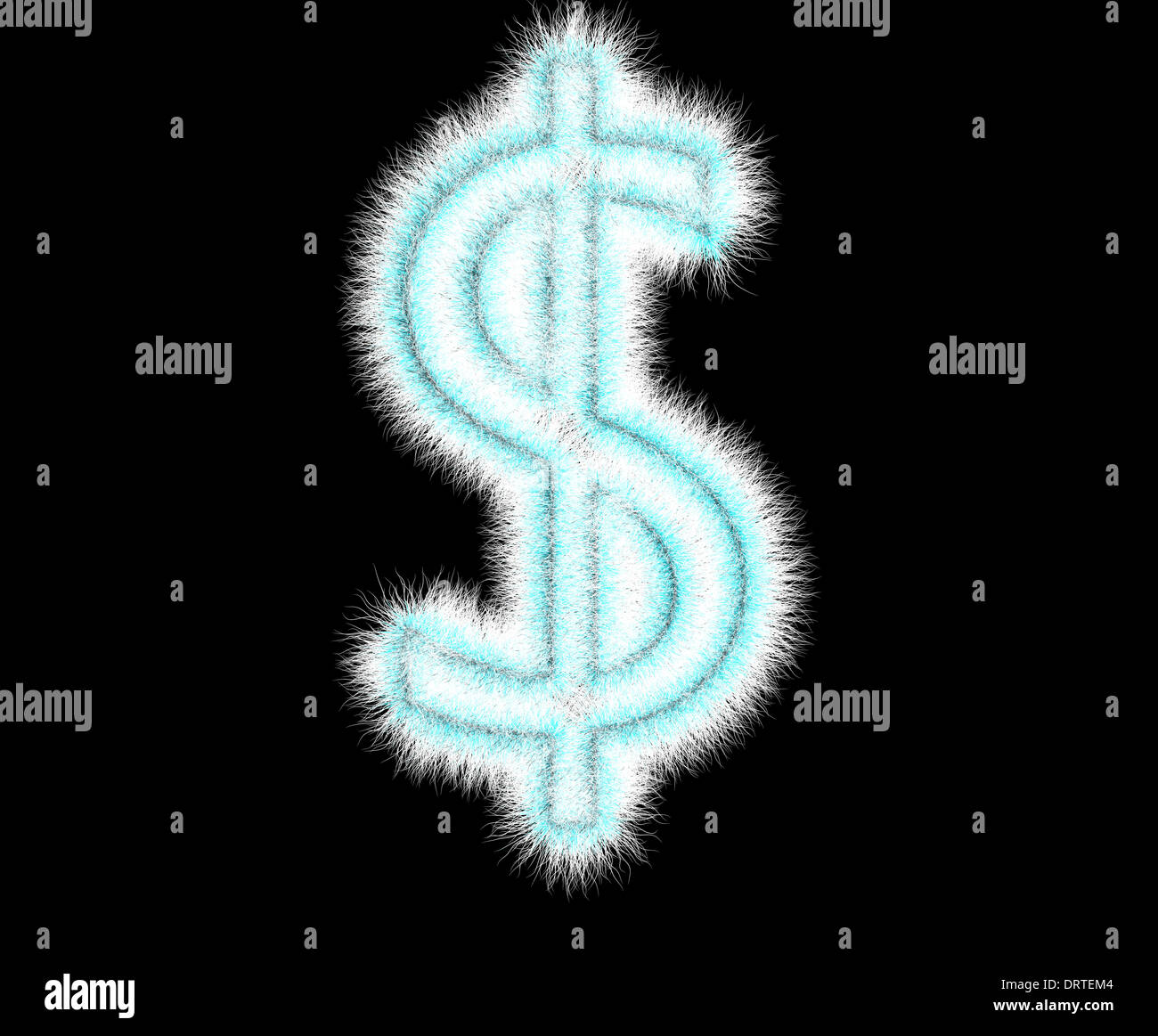 Symbol '$' aus Wolle auf einem schwarzen Hintergrund Stockfoto