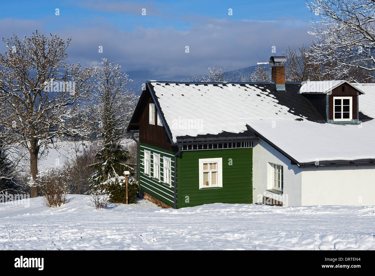 Riesengebirge - Benecko - Hütte im Winter Stockfoto