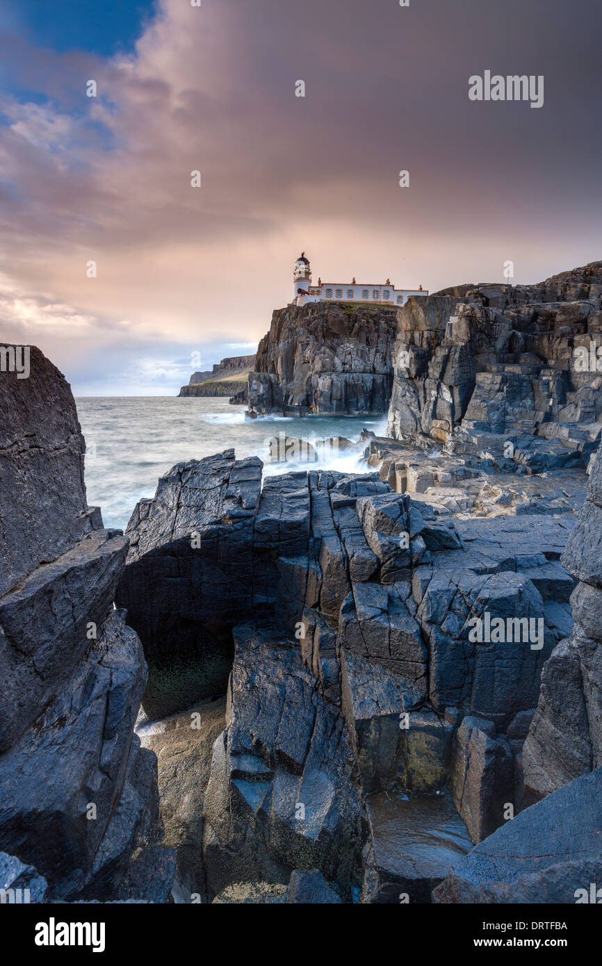 Landschaftlich Point Lighthouse, Isle Of Skye, innere Hebriden, Schottland, UK, Europa. Stockfoto