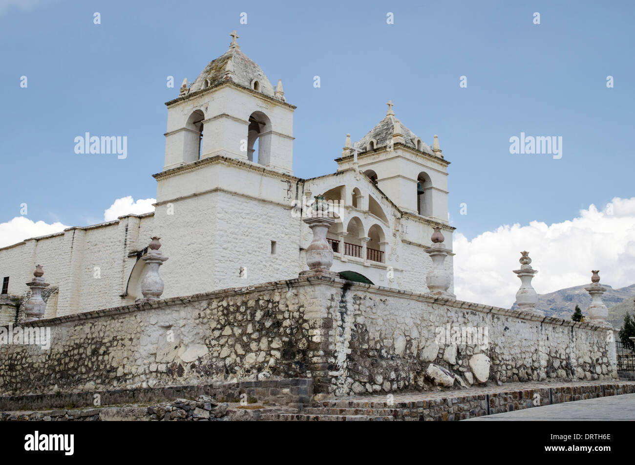 Colca Tal. Kirche von Maca. Anden. Arequipa in Peru. Stockfoto