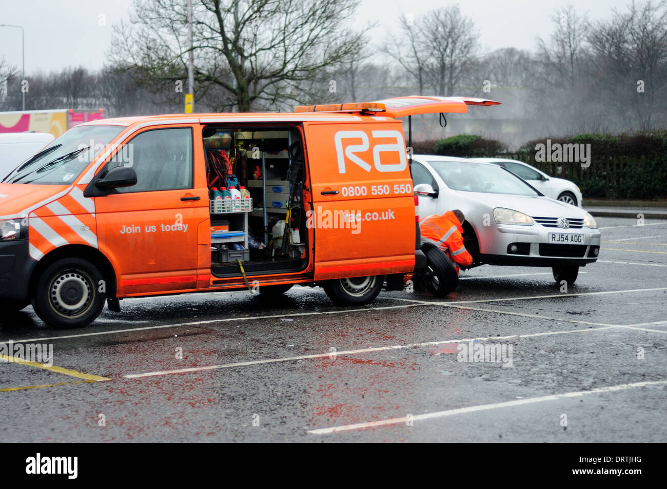 RAC Breakdown Recovery Vehicle.Trowell Services M1 Nottinghamshire, UK. Stockfoto