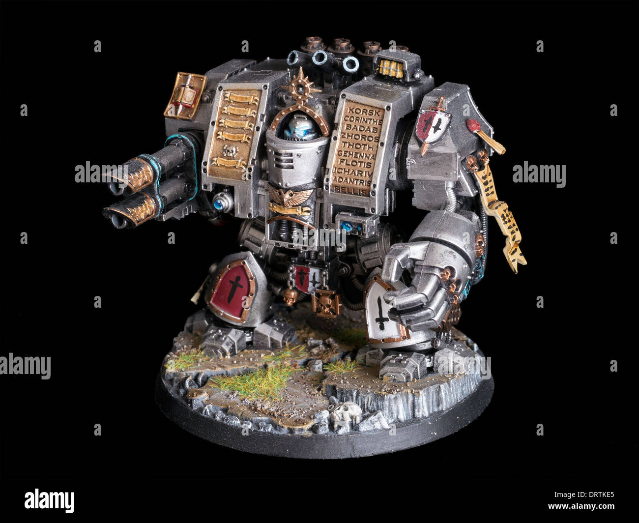 Space Marine ehrwürdige Dreadnought Grey Knight Games Workshop handbemalte Warhammer 40.000 Miniatur Figur Stockfoto