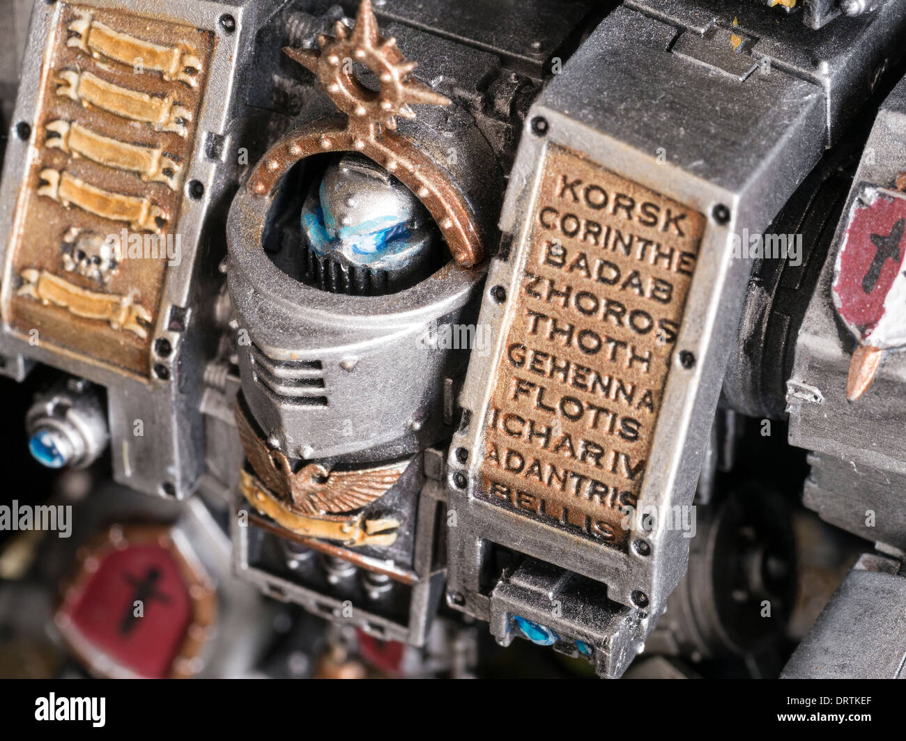 Space Marine ehrwürdige Dreadnought Grey Knight Games Workshop handbemalte Warhammer 40.000 Miniatur Figur Stockfoto