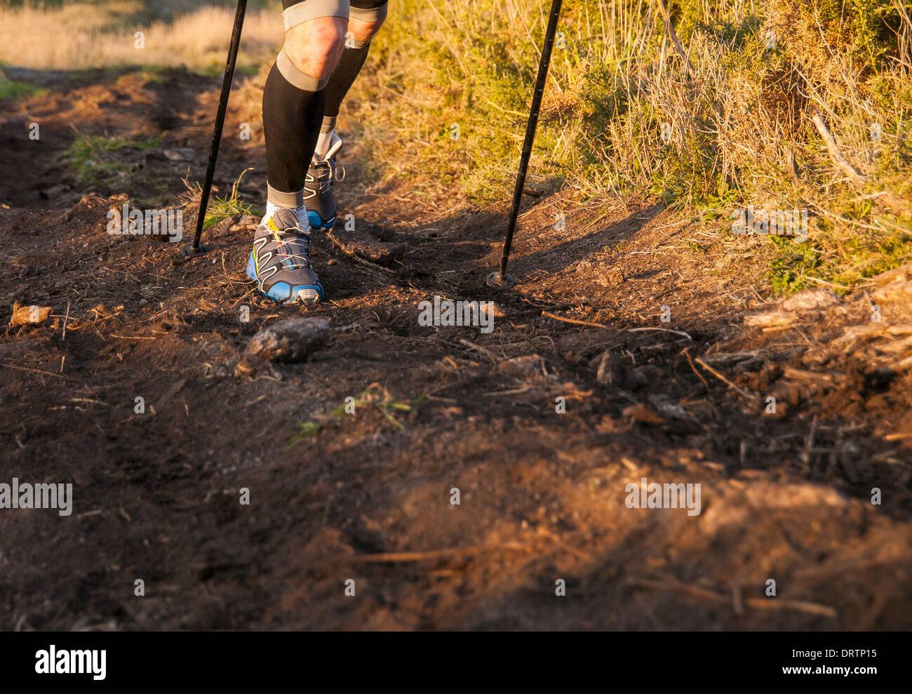 Detail eines Mannes üben Trail-running-in der Natur Stockfoto