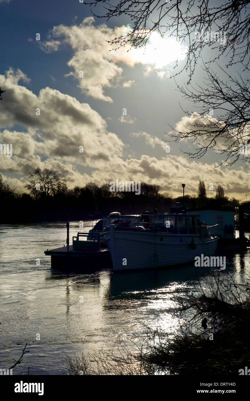 Swan Island Boote auf der Themse Strawberry Hill Twickenham Stockfoto