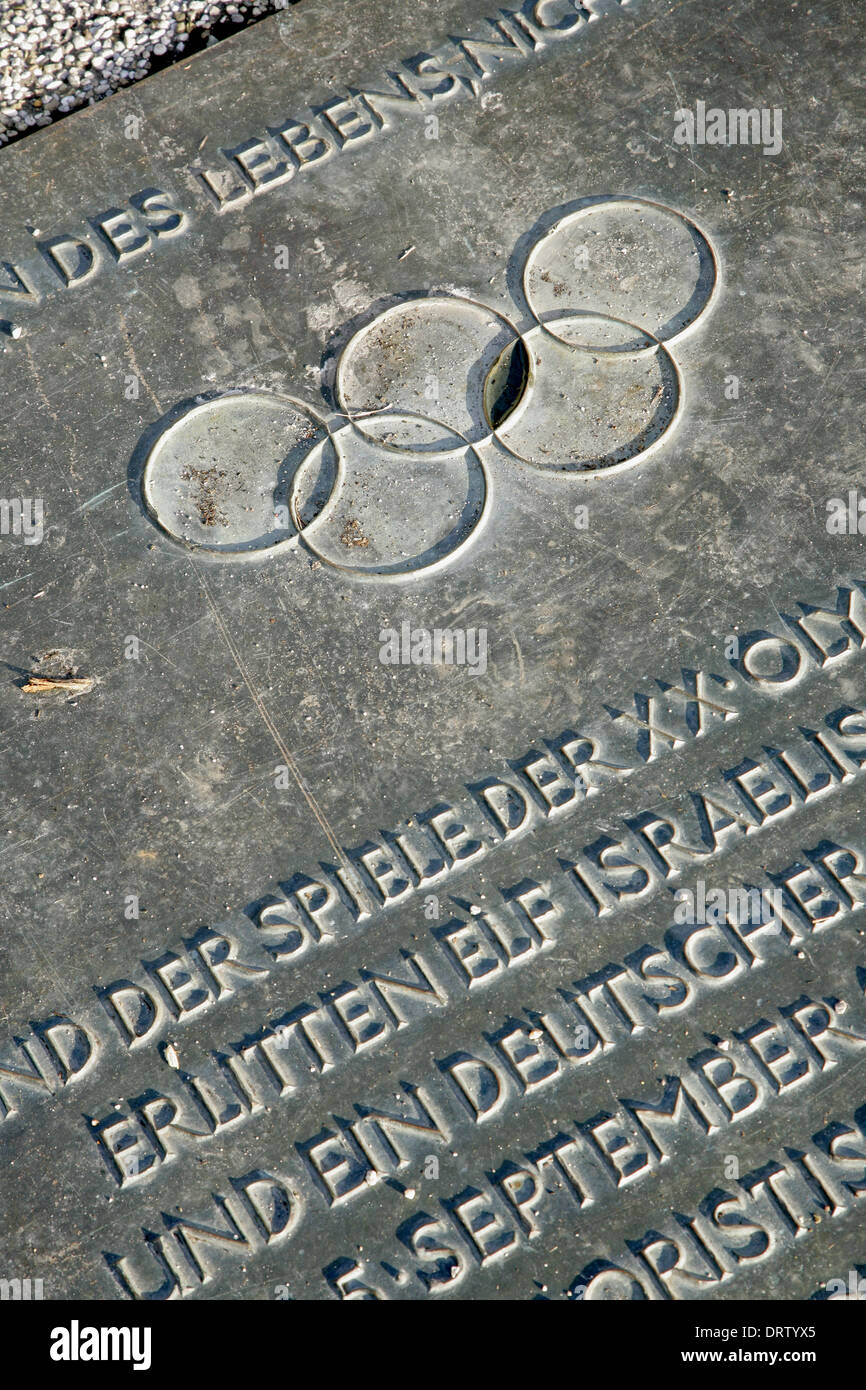 Denkmal für israelische Sportler von Schwarzer September Terroristen getötet während der Olympischen Spiele 1972 in München Terroranschläge. Stockfoto