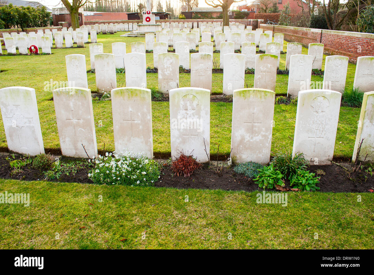 Friedhof Weltkrieg Flanderns Feldern Belgien Stockfoto