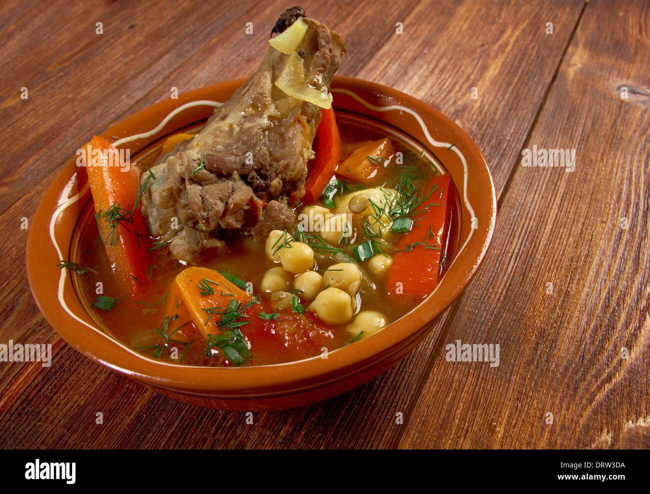 Kovurma Shorva - traditionelle usbekische Suppe Shurpa Stockfoto