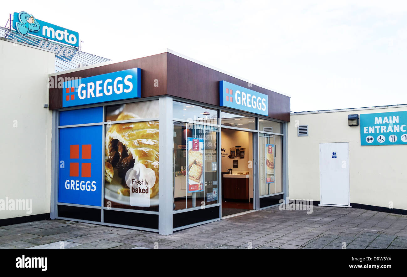 Greggs an Toddington Autobahnraststätten. Stockfoto