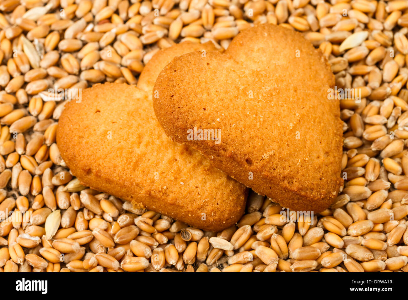 Spritzgebäck auf Weizen Hintergrund Stockfoto