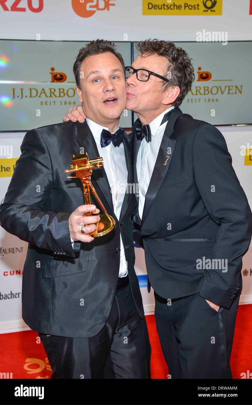 Guido Maria Kretschmer Gewinner und Freunde Frank Mutters am 49Die Goldene Kamera 2014 im Hangar Flughafen Tempelhof in Berlin, Deutschland, am 01. Februar 2014. Stockfoto