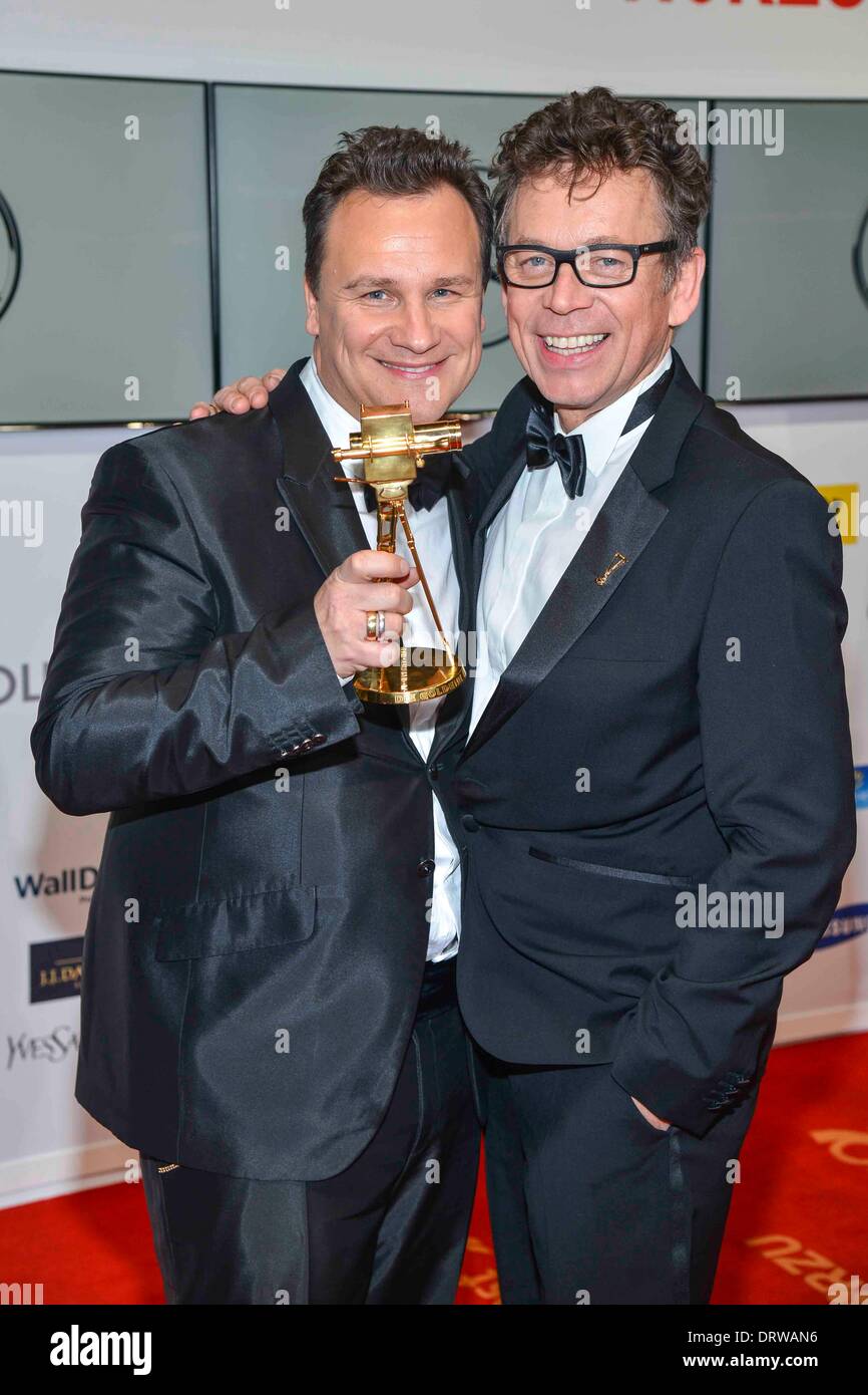 Guido Maria Kretschmer Gewinner und Freunde Frank Mutters am 49Die Goldene Kamera 2014 im Hangar Flughafen Tempelhof in Berlin, Deutschland, am 01. Februar 2014. Stockfoto
