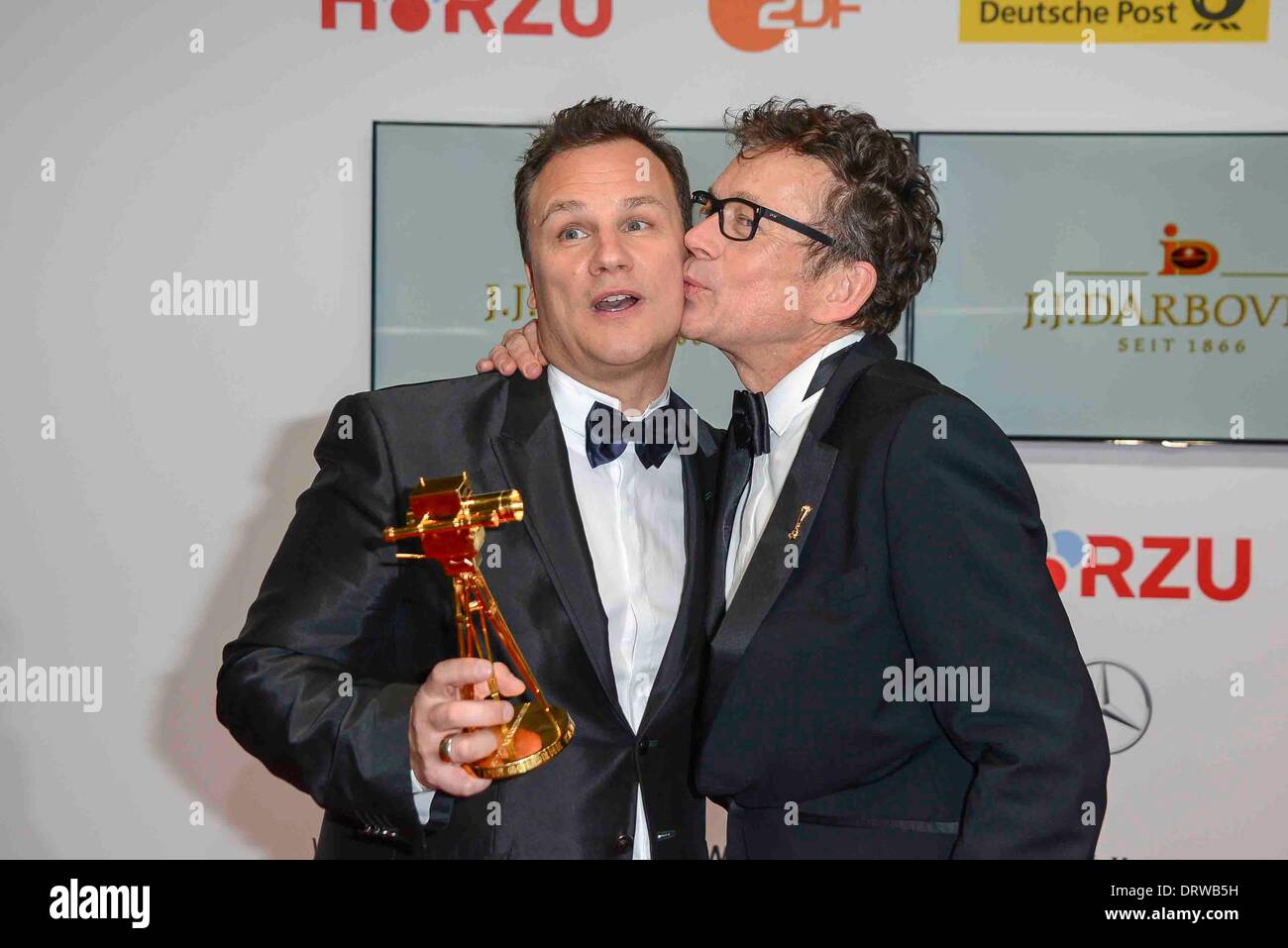 Guido Maria Kretschmer Gewinner und Ehemann Frank Mutters am 49Die Goldene Kamera 2014 im Hangar Flughafen Tempelhof in Berlin, Deutschland, am 01. Februar 2014. Stockfoto