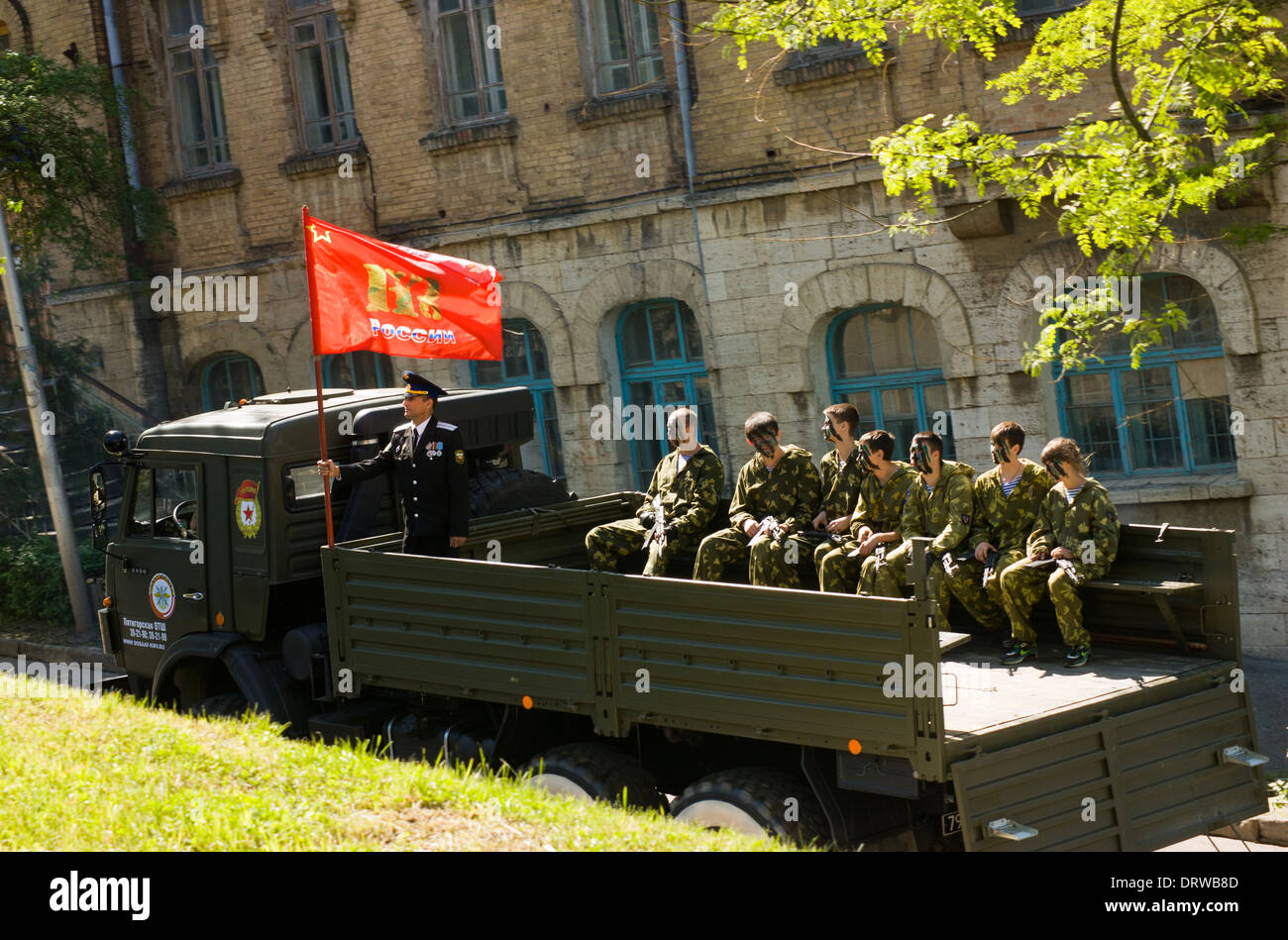 Siegesparade 2013 in Pjatigorsk. Stockfoto