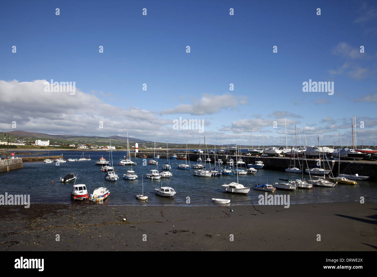 Fischen & Vergnügen Boote im Hafen PORT St. MARY ISLE OF MAN 10. Oktober 2013 Stockfoto