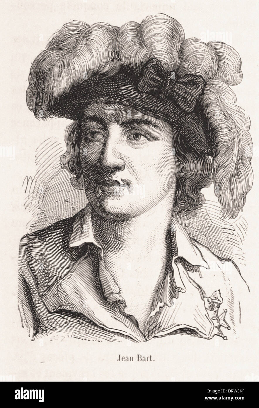 Porträt von Jean Bart Corsaire - Französisch Französisch Gravur XIX Jahrhundert Stockfoto