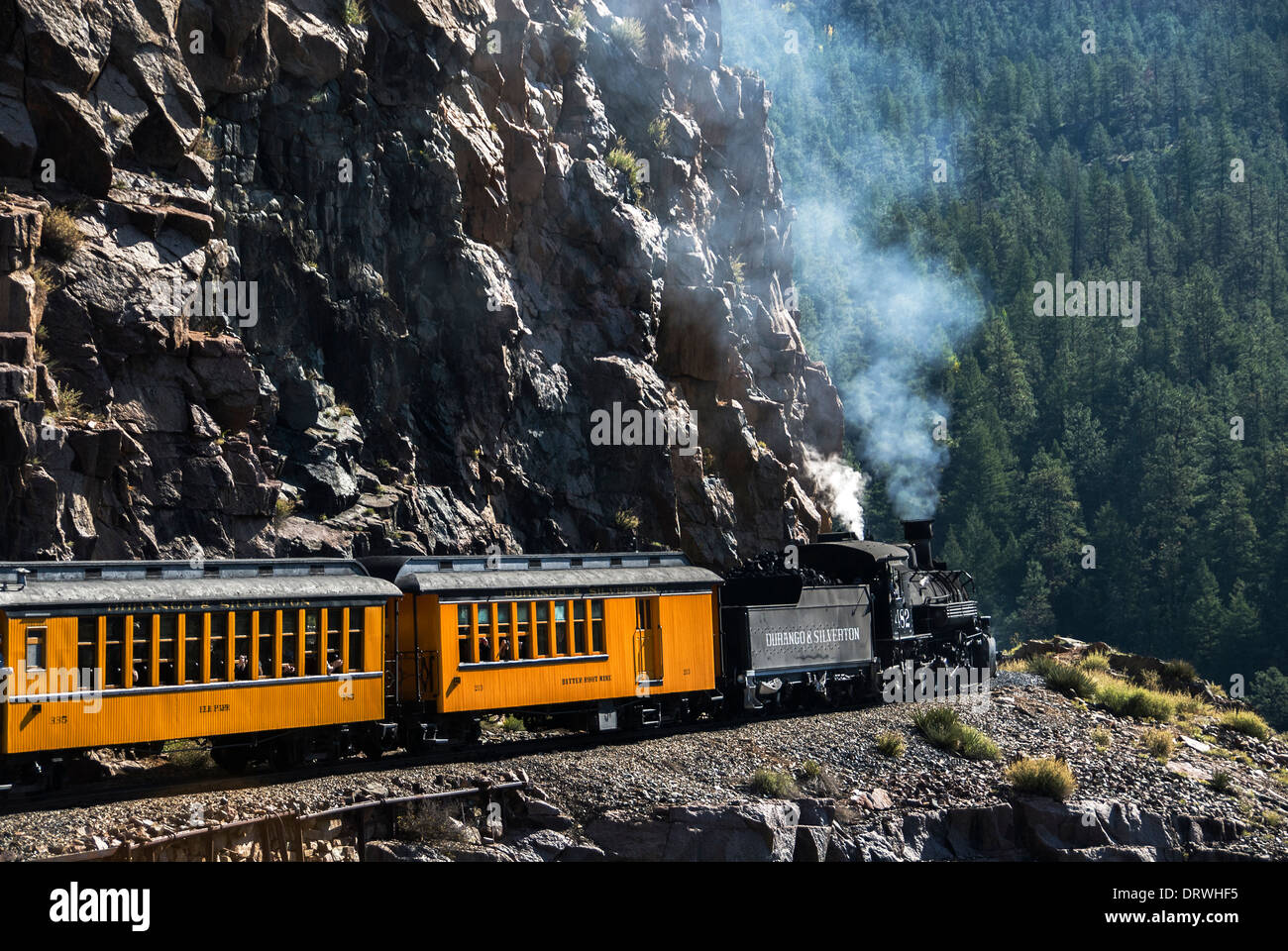 Dampfmaschine Richtung Norden nach Silverton Durango-Silverton Zug Colorado USA Stockfoto