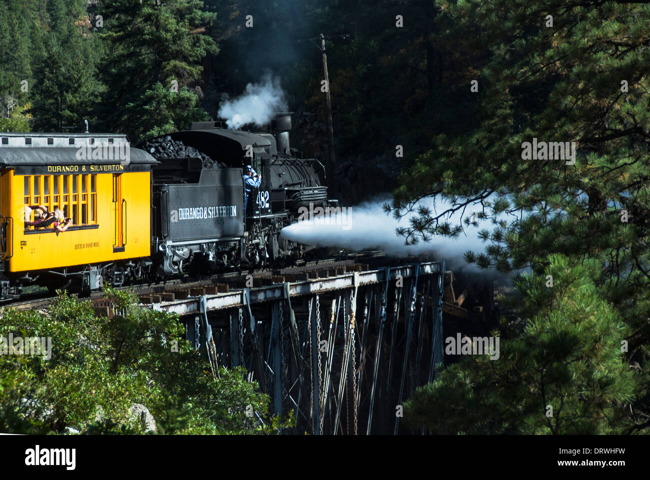 Dampfmaschine Richtung Norden nach Silverton Durango-Silverton Zug Colorado USA Stockfoto
